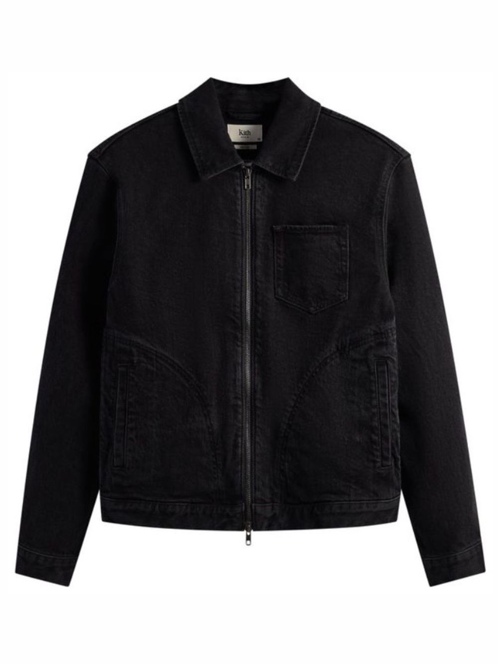 Kith NYC Laight 2.0 Black Full Zip Up Logo Unisex Denim Jacket KHM010091